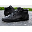 Tenis Preto Cano Longo Casual Masculino Estilo Botinha com Fivela