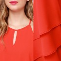 Blouse with Ruffles Women Orange Summer Women