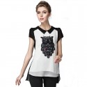 Blouse fashion Urban Female White and Black Stamped
