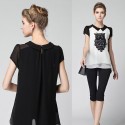 Blouse fashion Urban Female White and Black Stamped