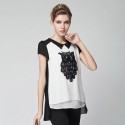 Blusa moda Urbana Feminino Branco e Preto Estampado