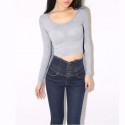 Mini Blusa Casual Feminina moda Inverno Top Camiseta Fit T