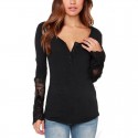 Shirt Women's Long Sleeve Top Black Sexy Club