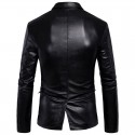 Blazer Couro Liso Marrom Masculino Casual Formal Elegante