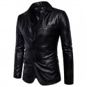 Blazer Couro Liso Marrom Masculino Casual Formal Elegante