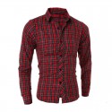 Plaid Shirt Casual Slim Fit Men's Long Sleeve RedPlaid Shirt Casual Slim Fit Men's Long Sleeve Red. Cotton material.