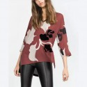 Long Floral Blouse Women Casual 3/4 Sleeve Elegant Lady