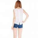 Blouse Casual Tank Top White Stamped and Black Top Shirt Women