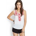 Blouse Vintage Geometric White Tank Top Women'S