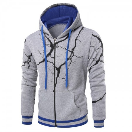 Moletom Estampado Zipper Casual Masculino Blusão de Frio Com capuz