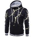 Moletom Estampado Zipper Casual Masculino Blusão de Frio Com capuz