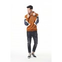 Moletom Retalhado Masculino Casual Com capuz Zipper