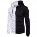 Moletom Basico Masculino Retalhado Casual Zipper Capuz