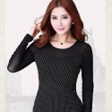 Elegant Ladies Blouse Black Diamonds Party Sophisticated Long Sleeve