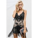 Sexy Black Lace Women's Sexy Fringed Edge Dresses