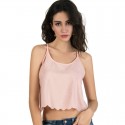 Mini Blusa Rosa Feminina Regata Moda Verão Casual em Chiffon