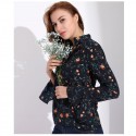 Camisa Feminina Manga Comprida Solta Flor Chiffon Estilo Casual