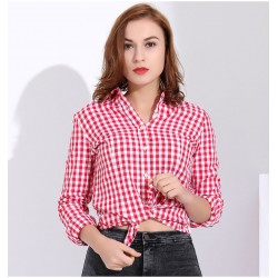 camisa xadrez feminina amarrada
