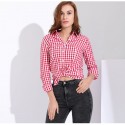 Camisa Xadrez Feminina Manga Longa Top Verão Casual GareMay