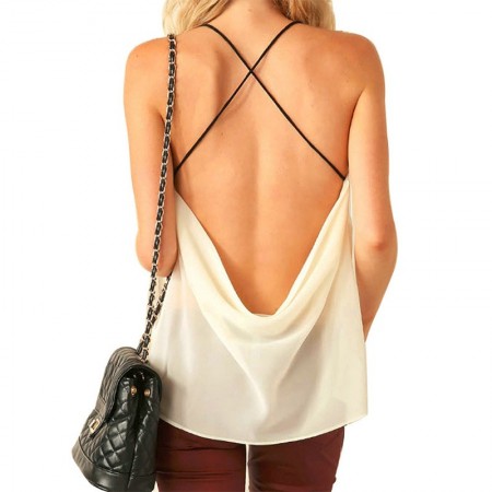 Blouse Sexy Party Night Women White Summer Fashion in Chiffon