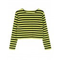 Mini Bee Striped Blouse Long Sleeve Green and Pink Shirt Women