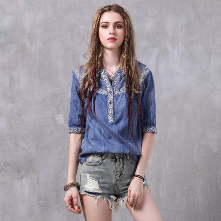 Women's Blouse Half Sleeve Floral Loose Casual Fashion Style