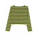 Mini Bee Striped Blouse Long Sleeve Green and Pink Shirt Women