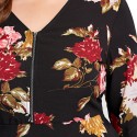 Blusa Floral Feminina Manga Comprida Ocasional Assimetrica Casual