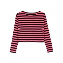 Mini Bee Striped Blouse Long Sleeve Green and Pink Shirt Women
