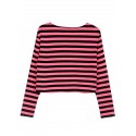 Mini Bee Striped Blouse Long Sleeve Green and Pink Shirt Women