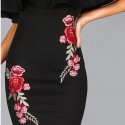 Sexy Short Women's Dress Sexy Embroidery Elegant Black Floral