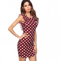 Vestido de Bolinhas Casual Feminino Plissado Ombro Estilo Verão Curto