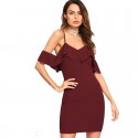 Elegant Burgundy Pleated Bodice Party Dress