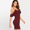 Elegant Burgundy Pleated Bodice Party Dress