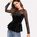 Blusa Feminina Casual Manga Comprida Preto Elegante Casual