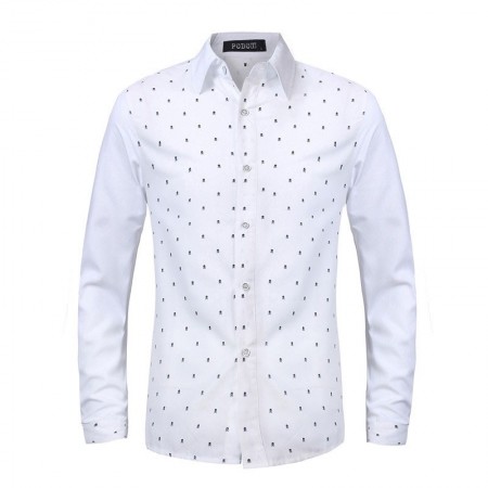 Camisa Casual Estampa Cavera Masculina Manga Longa