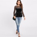 Blusa Feminina Casual Manga Comprida Preto Elegante Casual