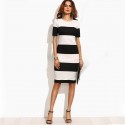 Women's Striped Dress Stylish Casual Style Short Sleeve