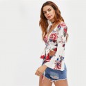 Blusa Feminina Floral Sexy Estilo Casual Manga Comprida Elegante