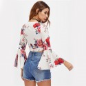 Blusa Feminina Floral Sexy Estilo Casual Manga Comprida Elegante