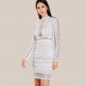 Elegant Lace Women's Party Dress Sexy Casual Long Sleeve