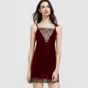 Burgundy Velvet Summer Sexy Club Style Dress