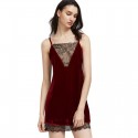 Burgundy Velvet Summer Sexy Club Style Dress