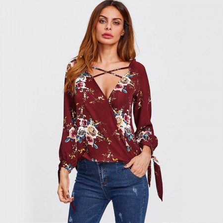 Women's Floral Dress Casual Style Long Sleeve Casual
