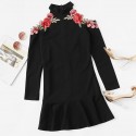 Vestido Floral Feminino Slim Preto Basico Elegante estilo Verão