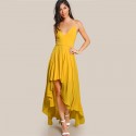 Vestido Longo de Feminino Festa Elegante Estilo Formal Basico Amarelo