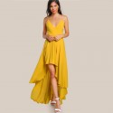 Vestido Longo de Feminino Festa Elegante Estilo Formal Basico Amarelo