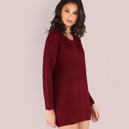 Women Casual Sweater Dress Winter Style Short Sleeve Short