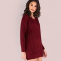 Vestido Sweater Feminina Casual Estilo Inverno Manga comprida Curto