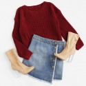 Women Casual Sweater Dress Winter Style Short Sleeve Short